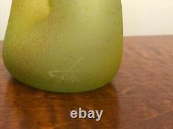 Rare Vasile Tubi Vadan Art Glass Yellow Pink Fuchsia Green Vase Artist Signed