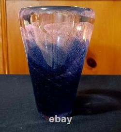 Rare Vintage 1989 Michael Nourot Handblown Purple Pink Swirl Art Glass Vase