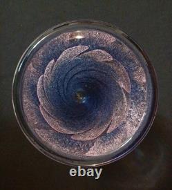 Rare Vintage 1989 Michael Nourot Handblown Purple Pink Swirl Art Glass Vase