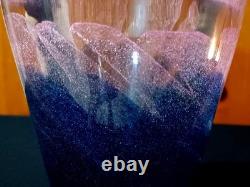 Rare Vintage 1989 Michael Nourot Handblown Purple Pink Swirl Art Glass Vase