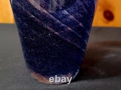 Rare Vintage 1989 Michael Nourot Handblown Purple Pink Swirl Art Glass Vase