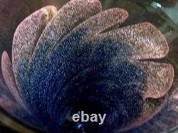 Rare Vintage 1989 Michael Nourot Handblown Purple Pink Swirl Art Glass Vase
