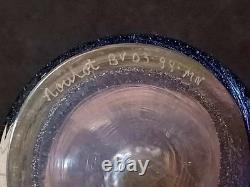 Rare Vintage 1989 Michael Nourot Handblown Purple Pink Swirl Art Glass Vase