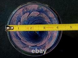 Rare Vintage 1989 Michael Nourot Handblown Purple Pink Swirl Art Glass Vase