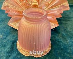 Rare Vintage Art Deco Frosted Pink Ceiling Light Fixture 2 piece Glass Shade