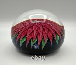 Rare Vintage Baccarat 1971 Art Glass Paperweight Pink Dahlia on Blue Ground