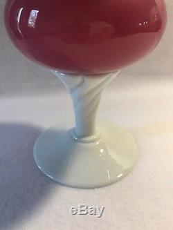 Rare Vintage Italian Empoli Pink Opaline Cased Glass Lidded Apothecary Jar