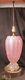 Rare Vintage Murano Glass Pink W Silver Foil & Heavy Rib Lamp Seguso, 31tall