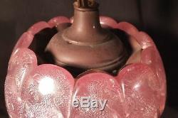 Rare Vintage Murano Glass Pink W Silver Foil & Heavy Rib Lamp Seguso, 31tall