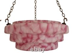 Raspberry Ripple Art Deco Glass Flycatcher Plafonnier Pendant Light Shade