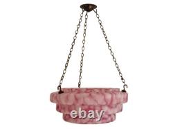 Raspberry Ripple Art Deco Glass Flycatcher Plafonnier Pendant Light Shade