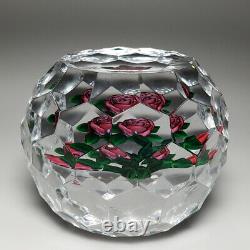 Ray Banford cabbage rose faceted glass geometric faceting paperweight
