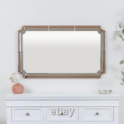 Rectangle Pink Glass Art Deco Wall Mirror 60cm x 100cm coloured glass vintage