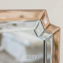 Rectangle Pink Glass Art Deco Wall Mirror 60cm x 100cm coloured glass vintage