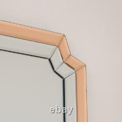 Rectangle Pink Glass Art Deco Wall Mirror 60cm x 100cm coloured glass vintage