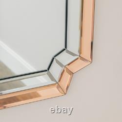 Rectangle Pink Glass Art Deco Wall Mirror 60cm x 100cm coloured glass vintage