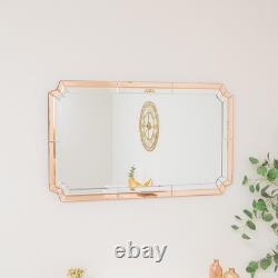 Rectangle Pink Glass Art Deco Wall Mirror 60cm x 100cm coloured glass vintage
