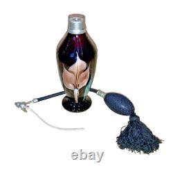 Richard Satava 1984 Art Glass Perfume Bottle Dusty Rose Pink Flowers Signed