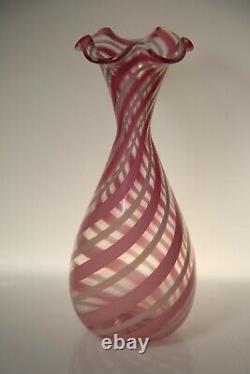 Richardson's Stourbridge pink glass vase Cleveland pattern Victorian