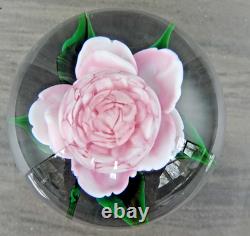 Rick Ayotte Lampwork Glass Paperweight PINK CABBAGE ROSE 1989 M-36 Miniature
