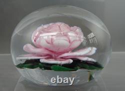 Rick Ayotte Lampwork Glass Paperweight PINK CABBAGE ROSE 1989 M-36 Miniature