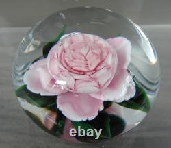 Rick Ayotte Lampwork Glass Paperweight PINK CABBAGE ROSE 1989 M-36 Miniature