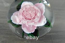 Rick Ayotte Lampwork Glass Paperweight PINK CABBAGE ROSE 1989 M-36 Miniature