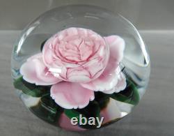 Rick Ayotte Lampwork Glass Paperweight PINK CABBAGE ROSE 1989 M-36 Miniature