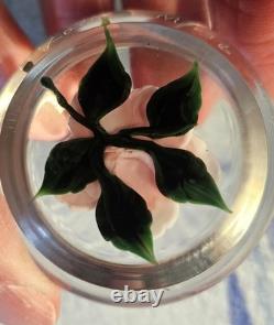Rick Ayotte Lampwork Glass Paperweight PINK CABBAGE ROSE 1989 M-36 Miniature