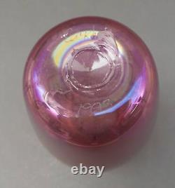 Robert Eickholt 1993 Signed Iridescent Pulled Feather Pink Art Glass Vase 9