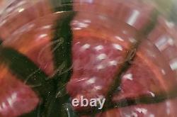 Robert Eickholt Glass Studio Hand Blown Art Vase Pink with Yellow Flowers