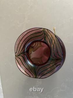 Robert Held Art Glass 7.25 Vase Signed Pink Blue Green Art Glass