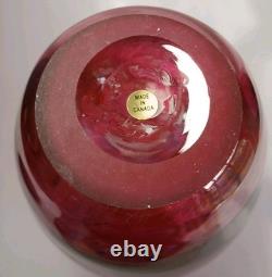 Robert Held Studio Art Glass Pink Multi Color Iridescent Blown Vase Canada 10.5