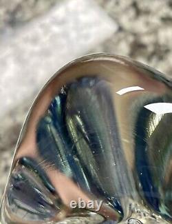 Robert L Hamon Signed Art Glass Paperweight-Pink Blue Purple Green Swirl 4.5