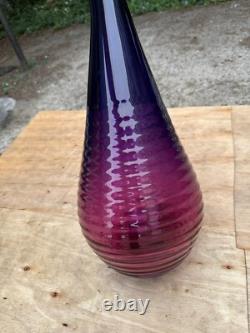Roche Bobois pink and purple tall glass ornament with spiral top