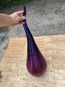 Roche Bobois pink and purple tall glass ornament with spiral top