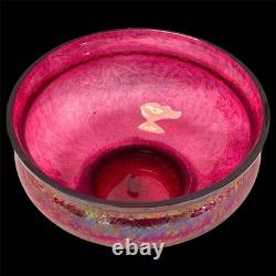 Royal Brierley Studio Michael Harris Pink Lustre Iridescent Fruit Bowl c1980s