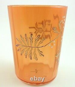 SIGNED Early Loetz Makart / Pink Enameled DEK III/41 Art Glass Tumbler Cup A1