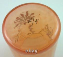 SIGNED Early Loetz Makart / Pink Enameled DEK III/41 Art Glass Tumbler Cup A1