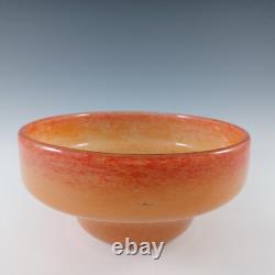 SIGNED Vasart Large Pink & Green Mottled Glass Bowl B009