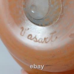 SIGNED Vasart Large Pink & Green Mottled Glass Bowl B009