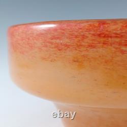 SIGNED Vasart Large Pink & Green Mottled Glass Bowl B009