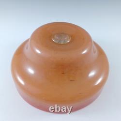 SIGNED Vasart Large Pink & Green Mottled Glass Bowl B009