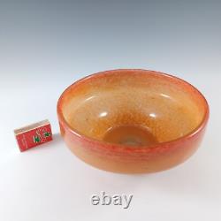 SIGNED Vasart Large Pink & Green Mottled Glass Bowl B009