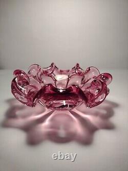 SIGNED Vtg Large Murano Formia Italy Art Glass Bowl Pink 26 Cm Diameter