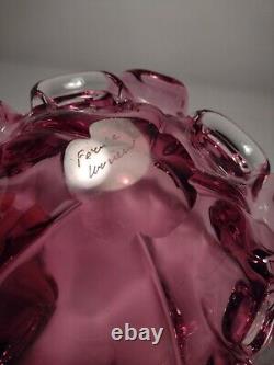 SIGNED Vtg Large Murano Formia Italy Art Glass Bowl Pink 26 Cm Diameter