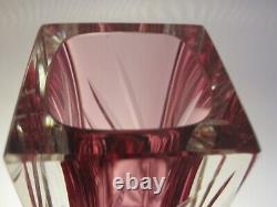 STARBURST Murano Sommerso Block Vase In Pink & Clear Excellent Condition R1378