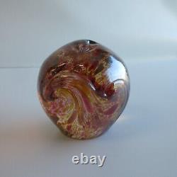 STUNNING Antique Bohemian unsigned Art Glass Paperweight Pink Swirls