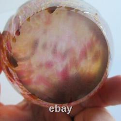 STUNNING Antique Bohemian unsigned Art Glass Paperweight Pink Swirls