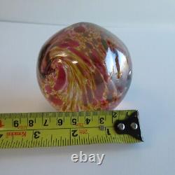 STUNNING Antique Bohemian unsigned Art Glass Paperweight Pink Swirls